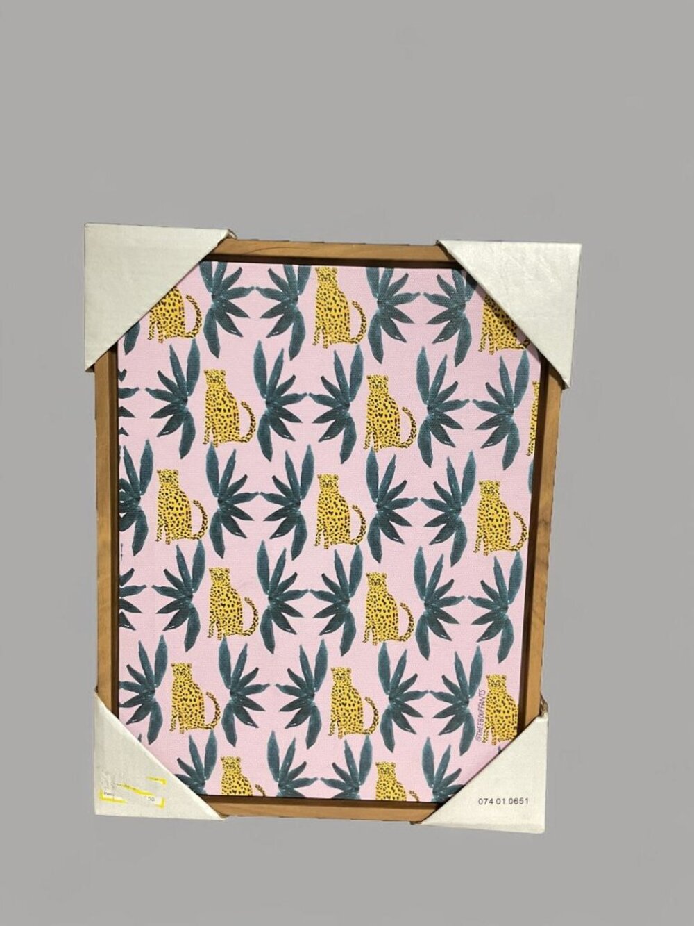 Leopard & Palm Leaf Wall Art On Pink Background 12"x16" Framed Canvas Décor